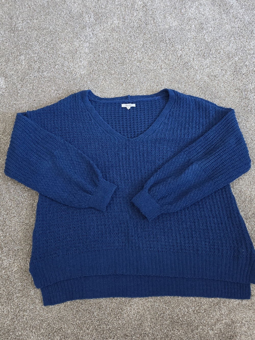 Maurices Deep Blue V‑Neck Textured Sweater